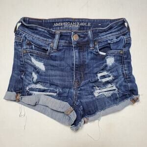 American Eagle Distressed Hi-Rise Shorts SZ 4